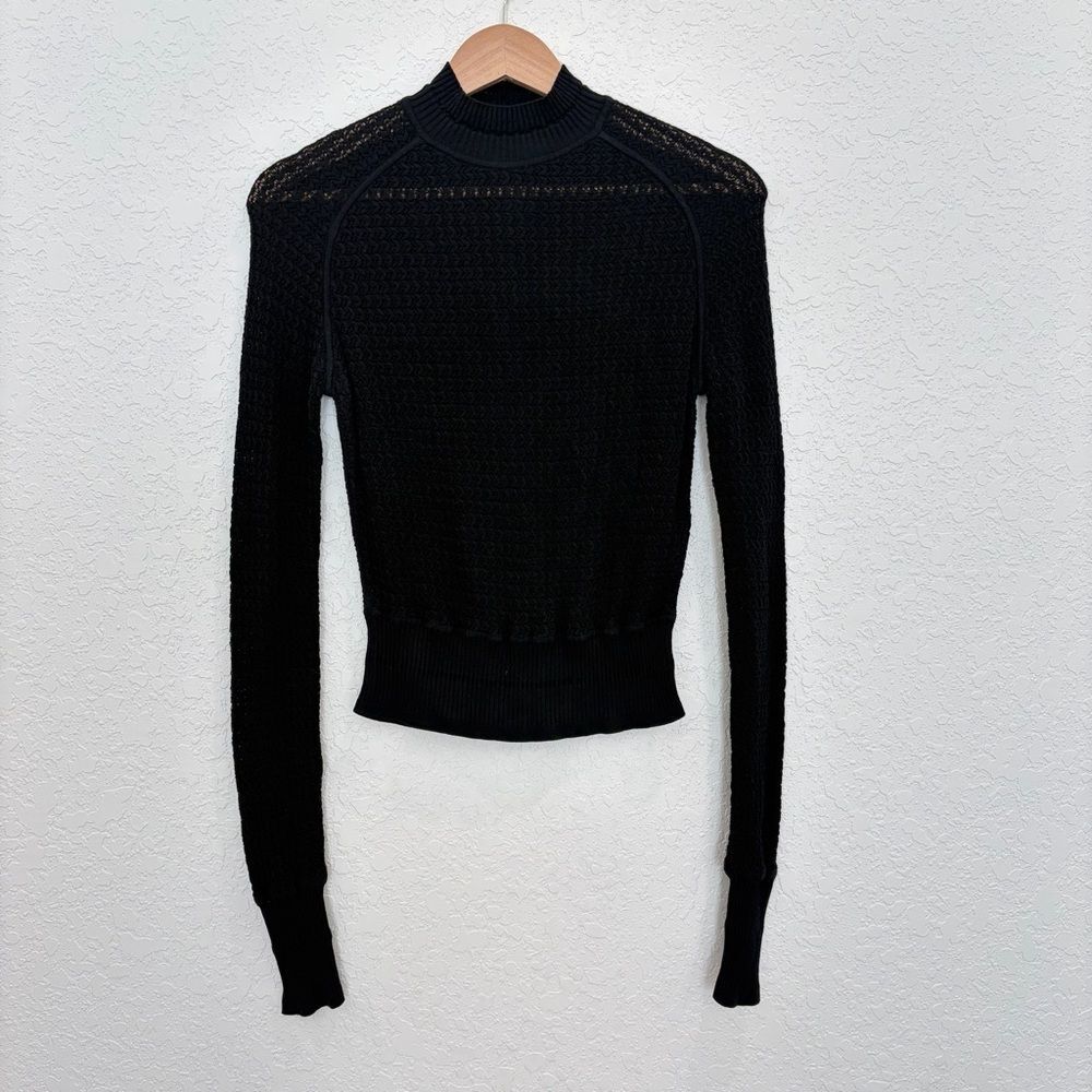 Alexander Wang Black Mock Neck Textured Knit Sweater Size Large
